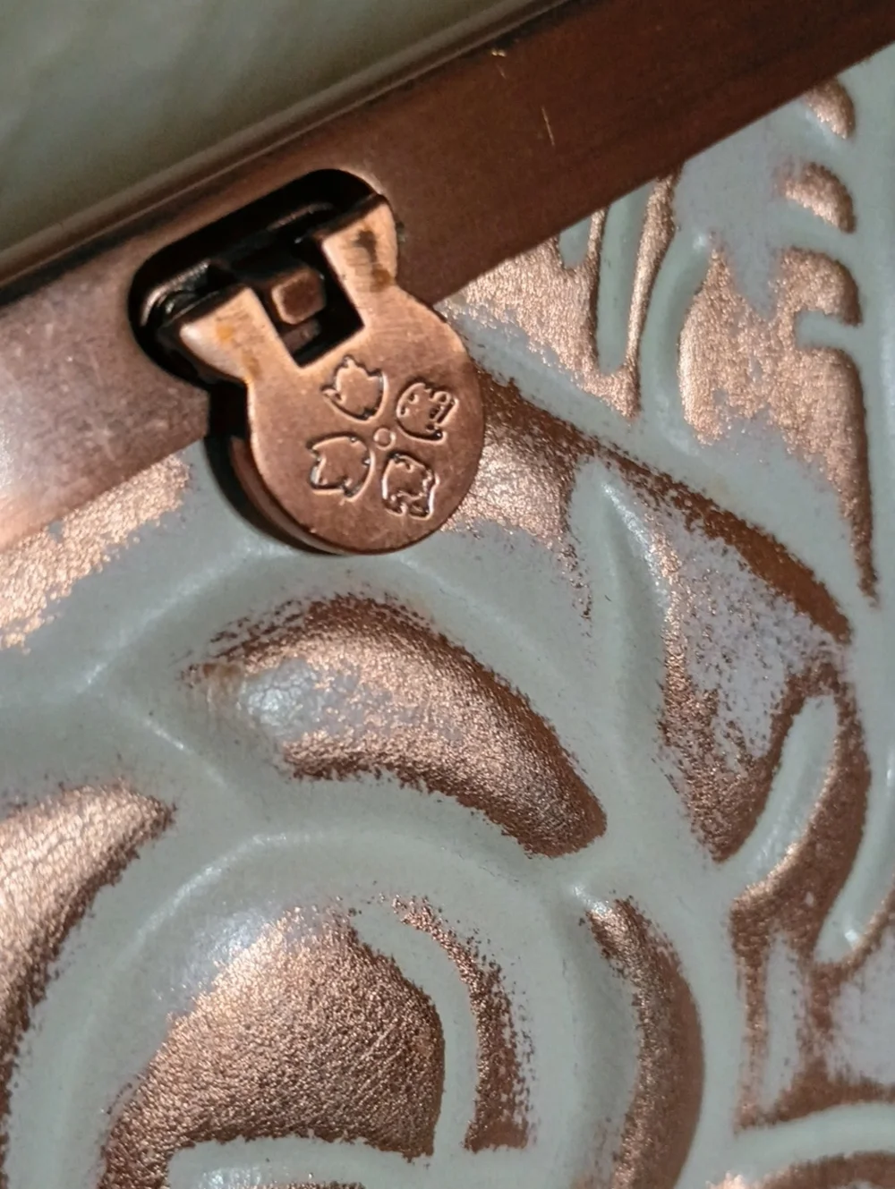 Leather embossed Floral Wallet copper Rose Gold Patricia Nash